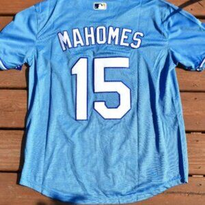 New Patrick Mahomes II Kansas City Royals Blue Baseball Jersey Adult Men's Small